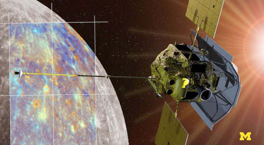 An illustration of the MESSENGER orbiting Mercury. Image credit: NASA