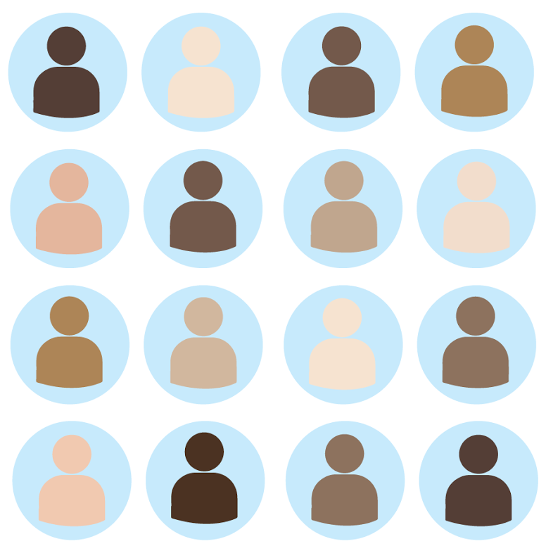 Silhouettes of different races.