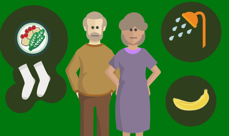 Illustration of seniors thinking about what they need. Illustration credit: Ilma Bilic