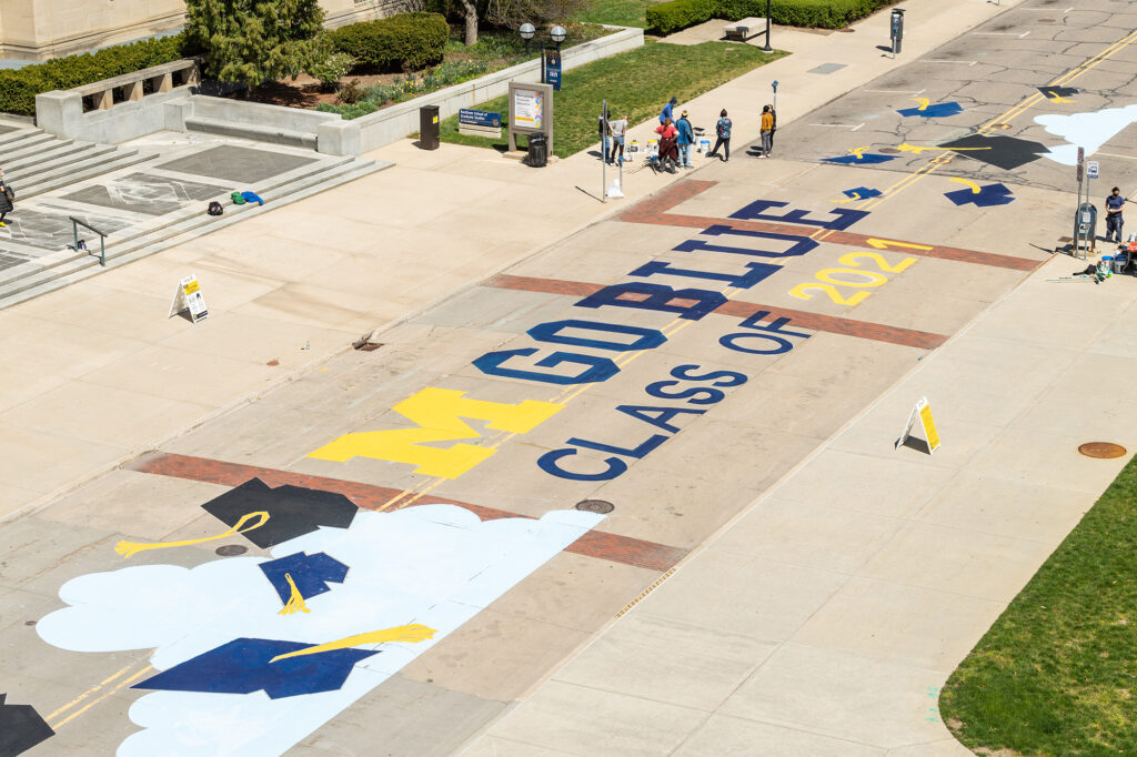 Overhead view of the finished mural.