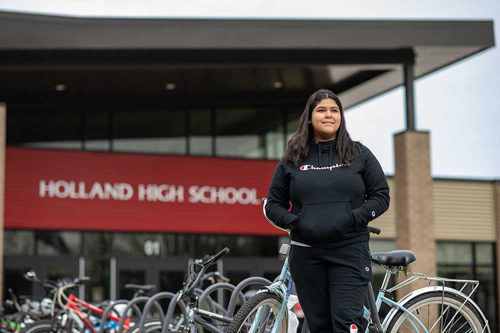 Karina: “Thanks to Mr. DeLaRosa, I was able to apply to Hope College and be accepted there.” Image credit: Eric Bronson, Michigan Photography