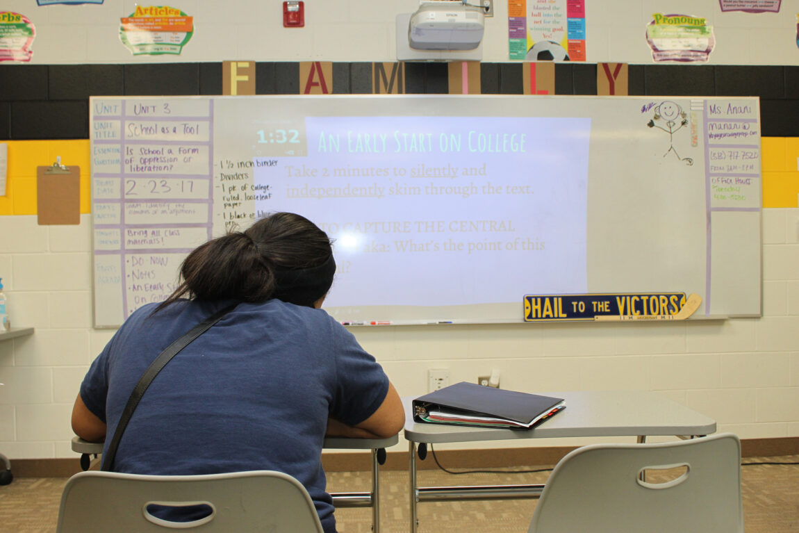 A student sits in a classroom led by a Michigan Alternate Route to Certification teacher. (Photo by Angela Marocco)