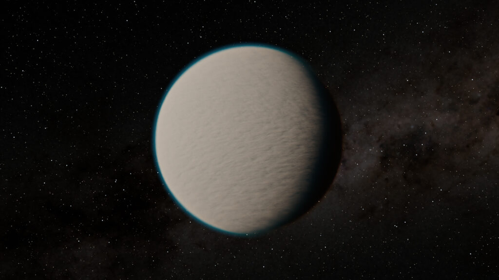 GJ 1214b, an exoplanet 40 light-years away from Earth, is swathed in a thick layer of haze that has shielded it from the probing eyes of space telescopes and stymying efforts to study its atmosphere. But now, NASA’s new JWST has solved that issue. Image credit: NASA/JPL-Caltech/R. Hurt (IPAC)