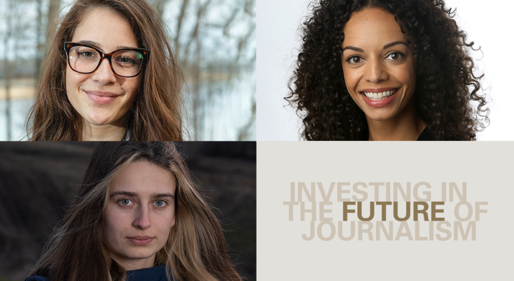 2023 Livingston Award winners (clockwise from top-left) Anna Wolfe of Mississippi Today, Caitlin Dickerson of The Atlantic and Vasilisa Stepanenko of The Associated Press