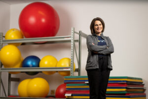 Amy Yorke is an associate professor of physical therapy at UM-Flint who is also board-certified in neurologic physical therapy and developed both of HEART's exercise classes. Image credit: Eric Bronson, Michigan Photography