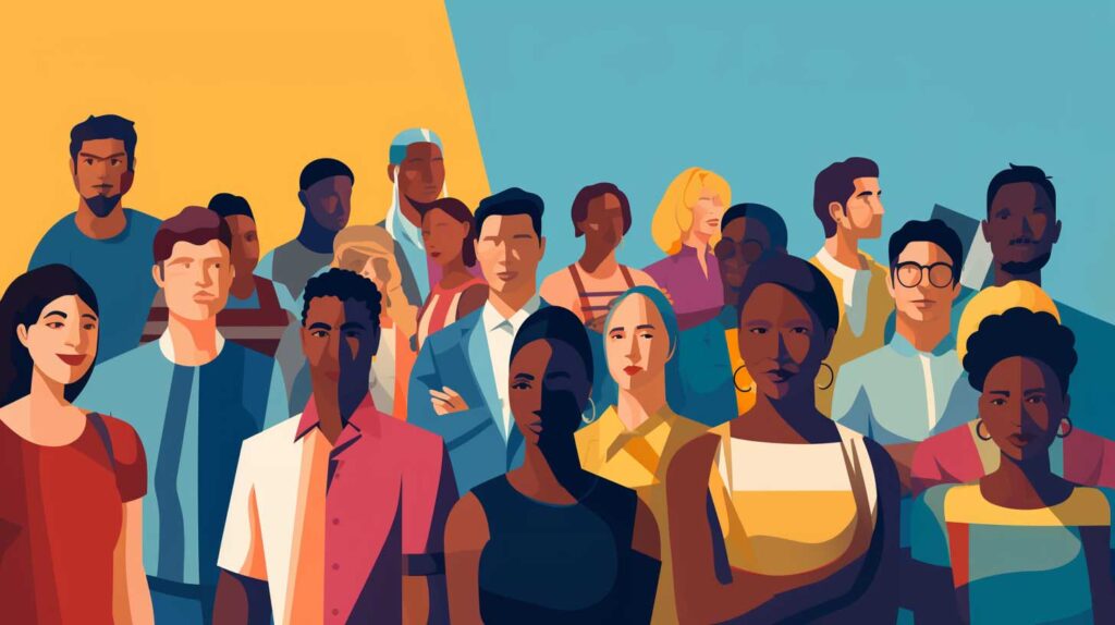 Concept illustration of underrepresented Americans. Image credit: Nicole Smith, made with Midjourney