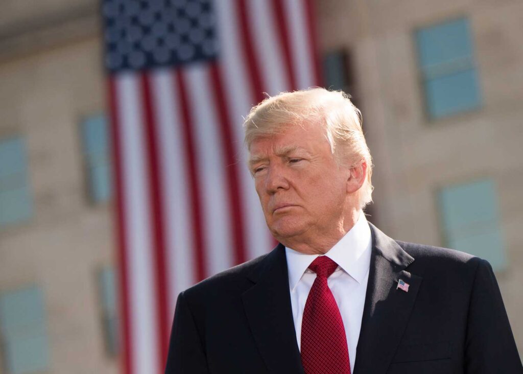 President Donald Trump pauses during the 9/11 Observance Ceremony at the Pentagon in Washington, D.C., Sept. 11, 2017. Image credit: Chairman of the Joint Chiefs, Flickr