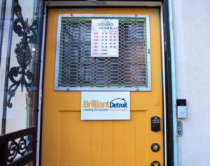 Each hub features a welcoming orange door. Image credit: Jeremy Marble, Michigan News