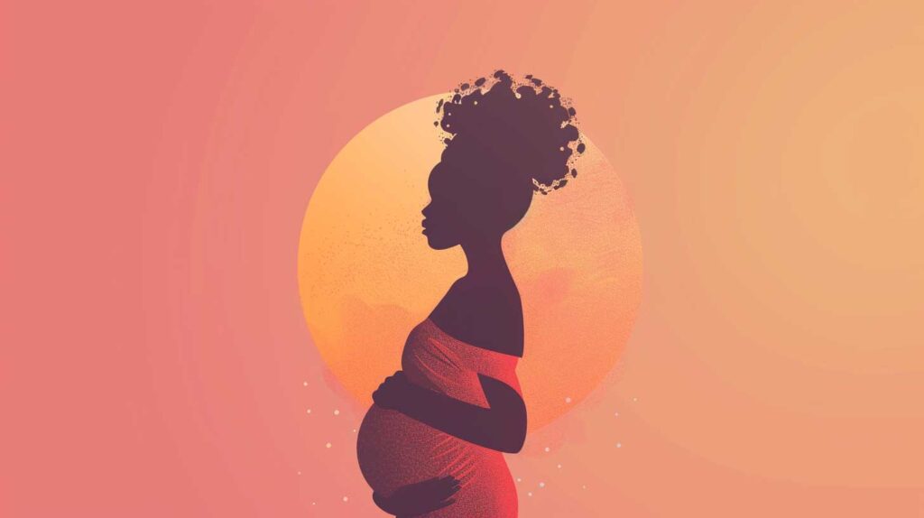 Concept illustration of a pregnant minority woman. Image credit: Nicole Smith, made with Midjourney