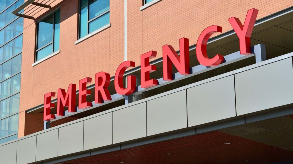 Emergency sign outside a hospital. Royalty-free image courtesy of Pickpik.com
