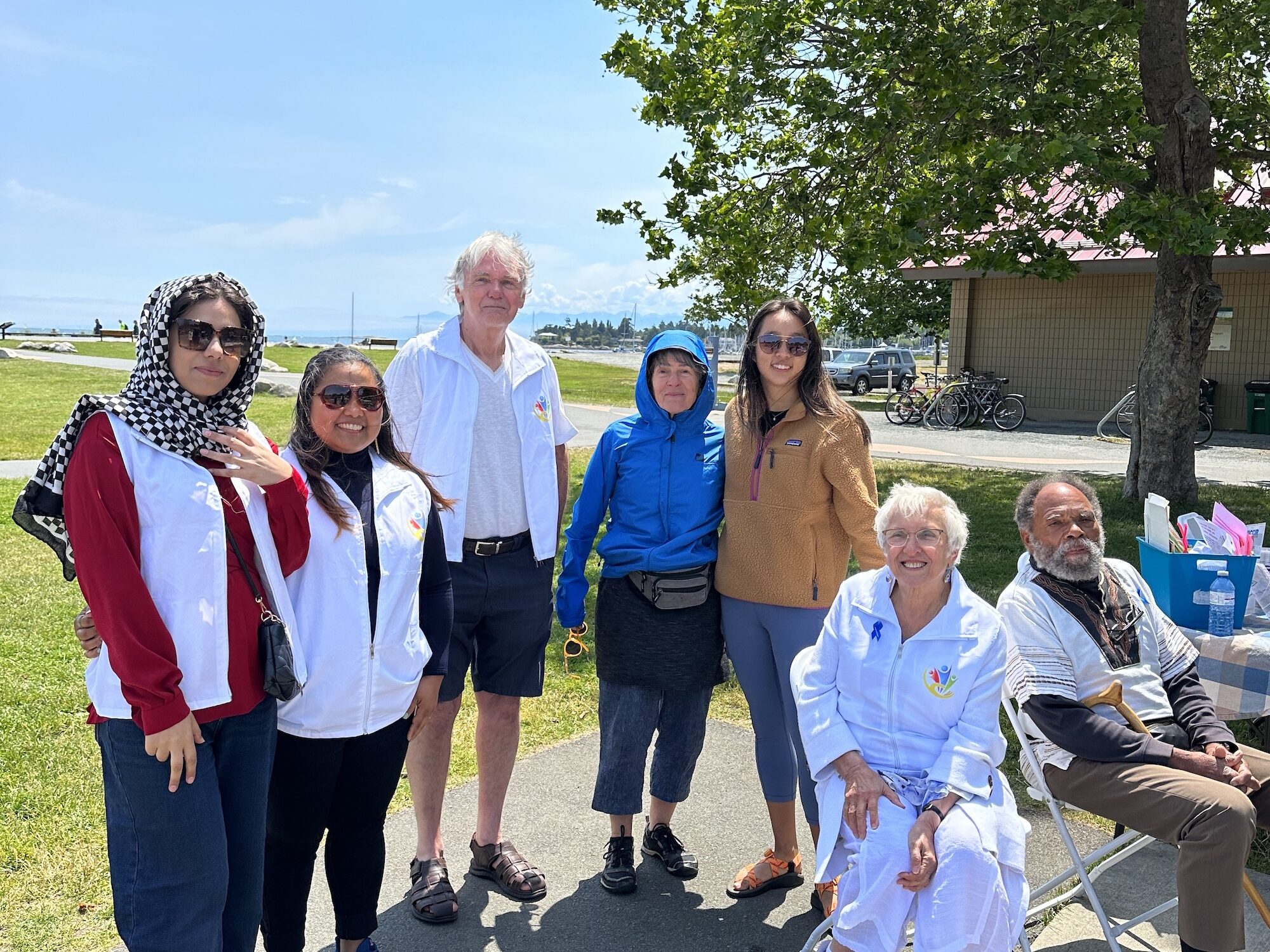 Hannah Feng and friends at a World Refugee Day gathering.