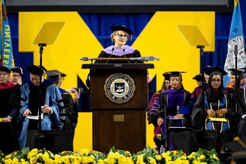 Speaker addresses graduates.