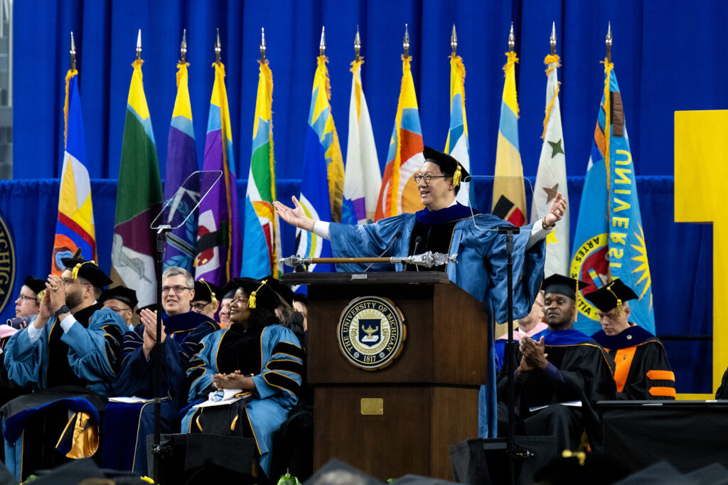 President addresses graduates.