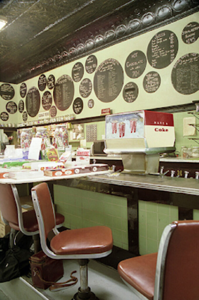 The front counter at Drake’s in 1992. 