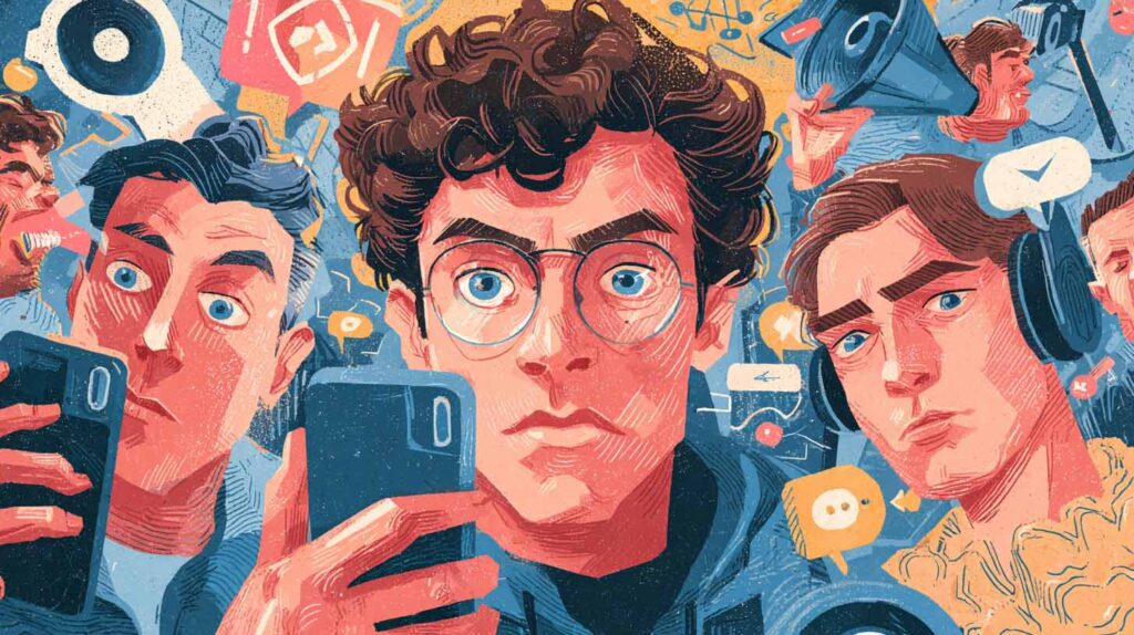 Concept illustration of conspiracy theories on social media. Image credit: Nicole Smith, made with Midjourney