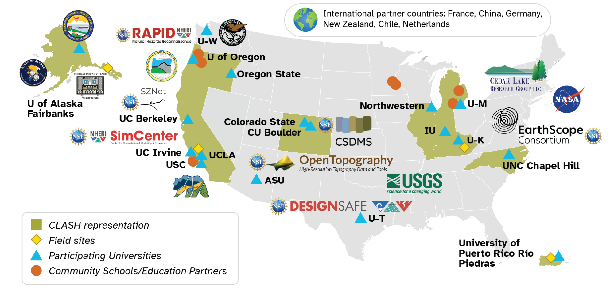 The newly funded Center for Land Surface Hazards, based at the University of Michigan, is bringing together scientists from 17 funded partner organizations, including universities, government organizations and tribal partners as well as dozens of other U.S. and international collaborations with a variety of academic, government, non-profit and business organizations. Its goal is to further understand fundamental science processes that cause landsliding, river erosion, debris flows and flooding. Image credit: CLaSH