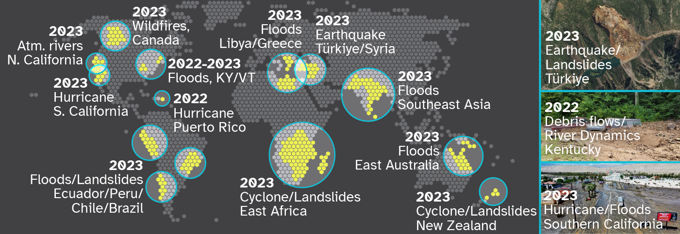 Examples of global major landslide hazard events during 2022-23.