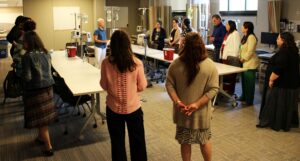 The cohort tours the educational facilities at the U-M School of Nursing. Image credit: Juan Ochoa