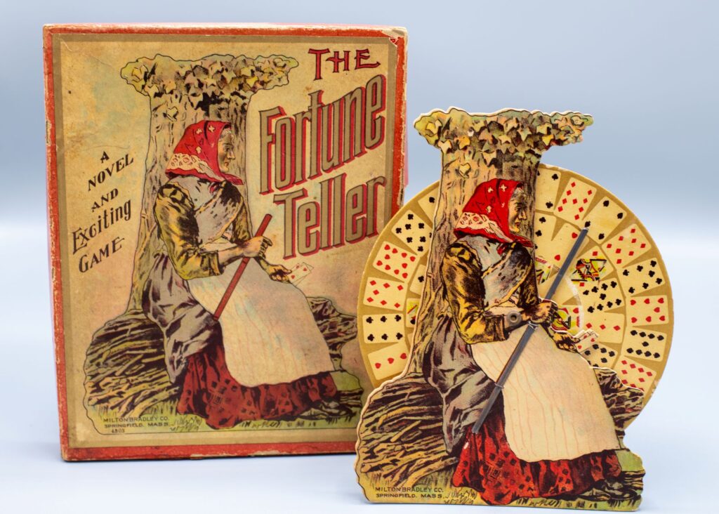 For many, gameplay dynamics are the defining feature of an exciting game. Fortune Teller used a simple spinner and relied on chance for the game’s outcome, ensuring no two plays were alike. Image credit: University of Michigan William L. Clements Library.