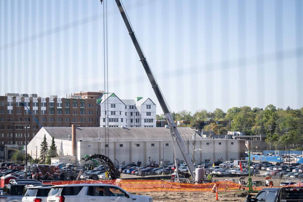 A crew drilling a test borehole capable of reaching a depth of 1,600 feet. Image credit: Scott Soderberg, Michigan Photography