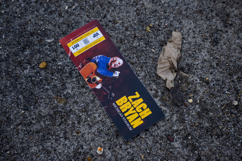 A discarded Zach Bryan concert ticket