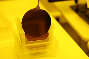 A box containing silicon wafers is open inside the cleanroom. Image credit: Jeremy Marble, Michigan News
