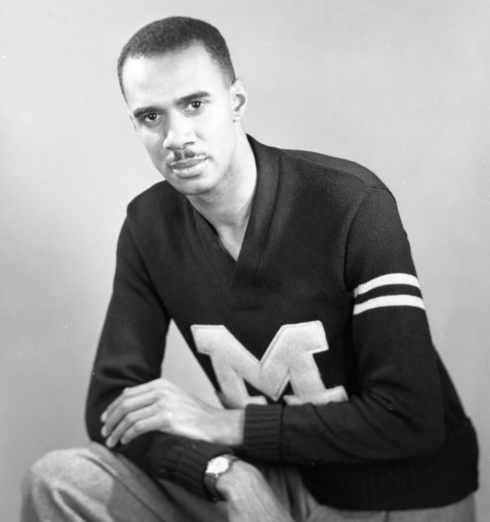 A picture of Val Johnson thatrain the Ann Arbor News on Dec. 3, 1948, several days after he was elected U-M’s senior class president.