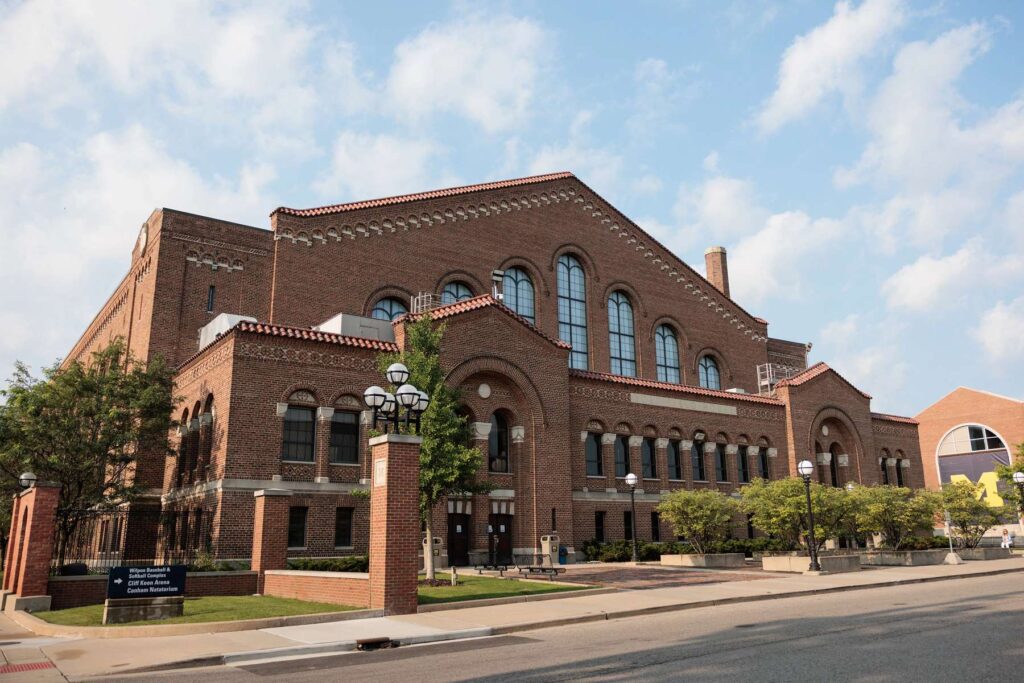 Exterior shot of Yost Ice Arena. Image credit: Connor Titsworth, Michigan Commons