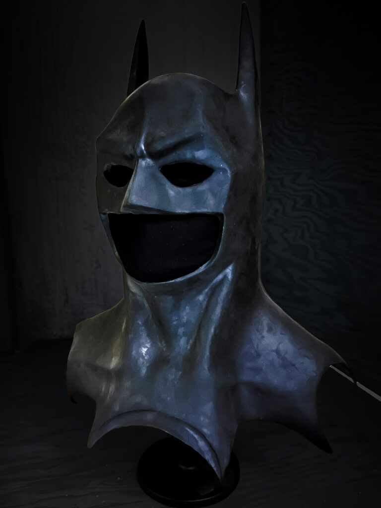 A photo of Ketchum's Batman cowl based on the 1995 movie “Batman Forever” starring Val Kilmer.