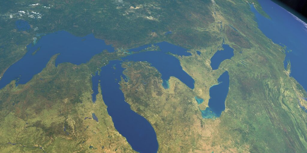 Great lakes in America in planet Earth. Image credit: Adobe Stock