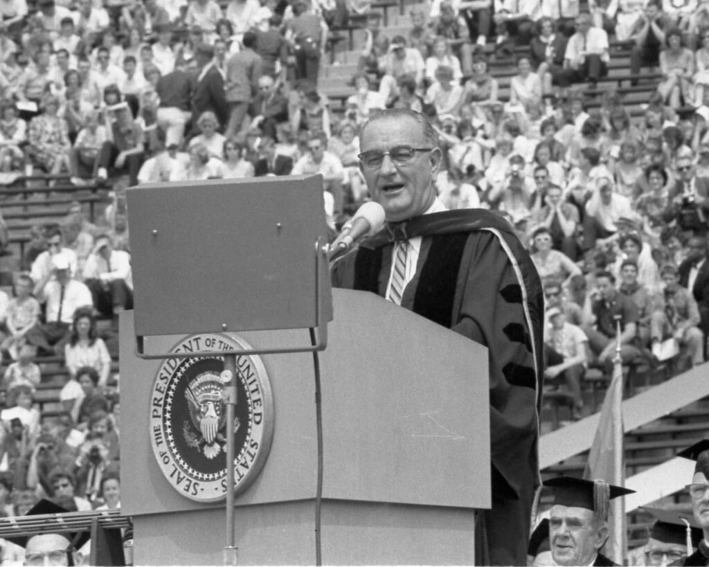 President Johnson at U-M commencement