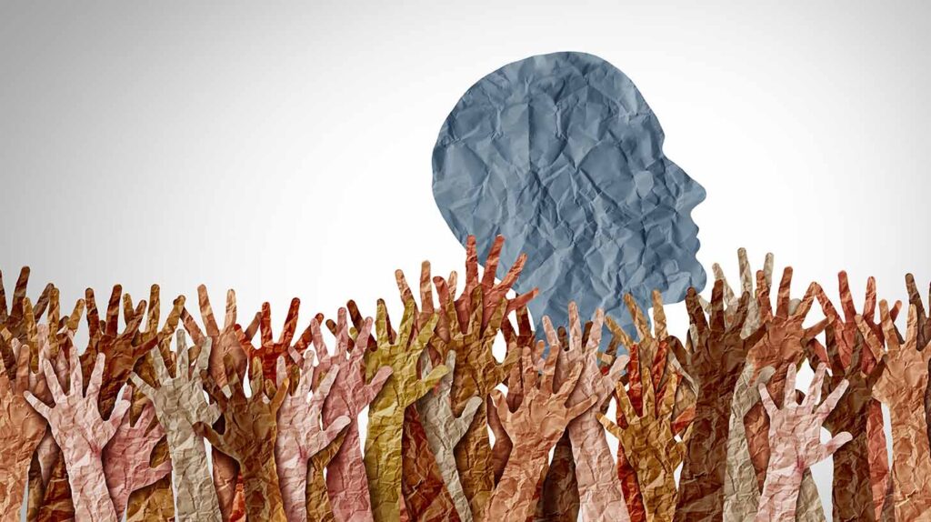 Concept illustration as a symbol of a politician elected by diverse people. Image credit: Adobe Stock