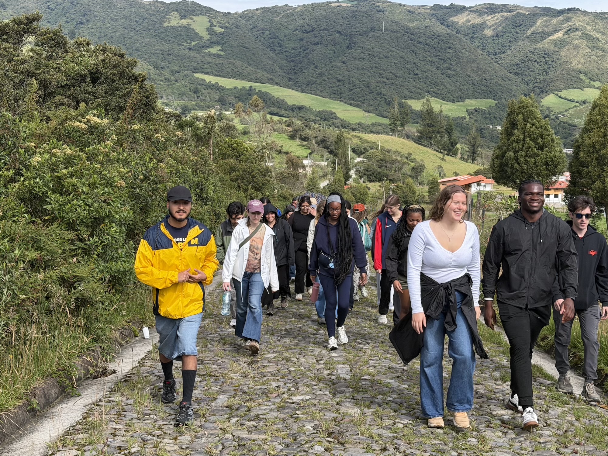 U-M students walk with local educators and Indigenous youth to see what a typical school day looks like near Otavalo.
