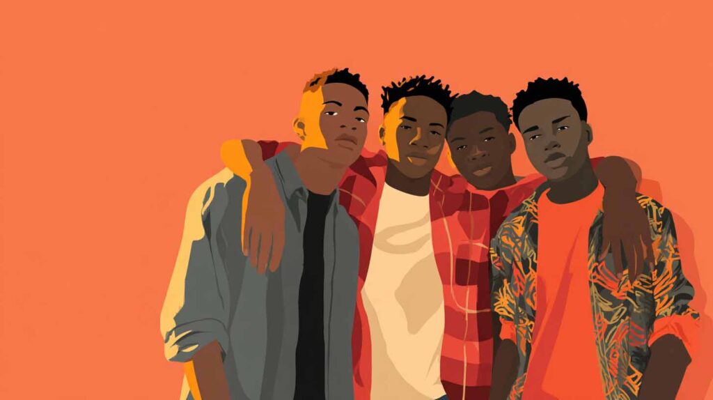 Concept illustration of a group of Black adolescent. Image credit: Nicole Smith, made with Midjourney