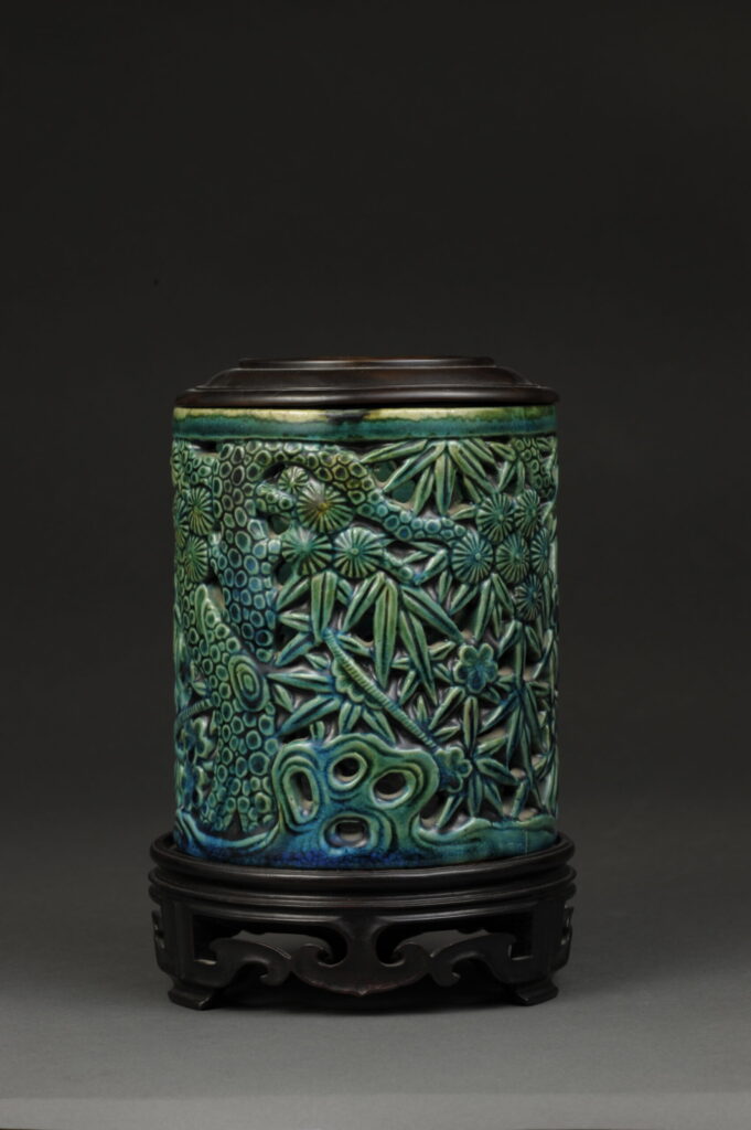 Brush Holder Qing dynasty, Kangxi reign (1662 - 1722) porcelain with glaze 5 5/8 in. (14.29 cm) Promised gift of William C. Weese, M.D., LSA ‘65 PG2020.2.60A&B