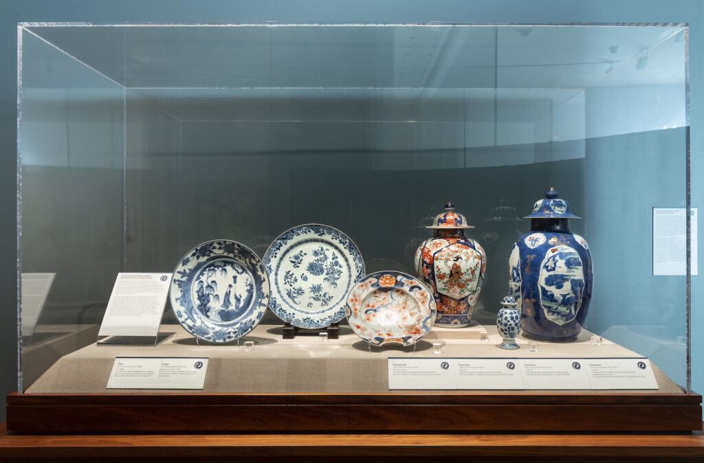 The technology and taste for blue and white porcelain originated in China in the fourteenth century, and quickly set off a worldwide craze that lasted five hundred years. Installed across four different galleries at UMMA, this exhibition explores that history and tracks the influence of blue and white ceramics across the globe. Image credit: Patrick Young and Jerri Hollister