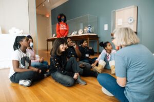 Students from Holmes Elementary take a K-12 Group Tour at UMMA. Image credit: Liz Barney